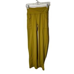 Free People Movement Shanti Straight Leg Pants XS Yellow Yoga Crossover Waist